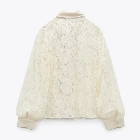 ZARA LACE SHIRT WITH TIED DETAIL - Picture 5 of 7